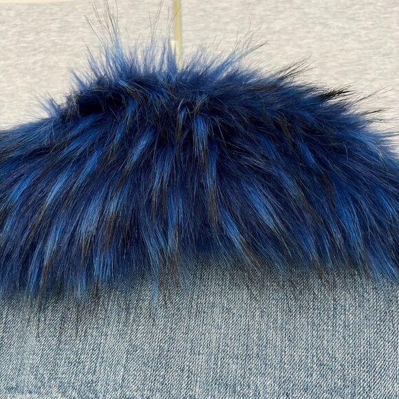 Driftwood Denim Jacket Womens Small Blue Faux Fur Collar Mob Wife Whimsigoth - Picture 3 of 11